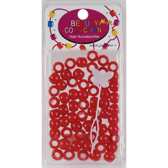 BEAUTY COLLECTION - Small Round Hair Bead 70PCs RED