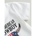 thumbnail image 6 of 4th of July Western Infant Toddler Kids Baby Boys Summer Clothes Cow Letter Print Short Sleeve T-shirts+Shorts Outfits, 6 of 9