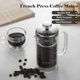 thumbnail image 4 of Shinysix Double Walled French Coffee Maker, Heat Resistant Borosilicate Glass Coffee Pot with Stainless Steel Filter, 4 of 7
