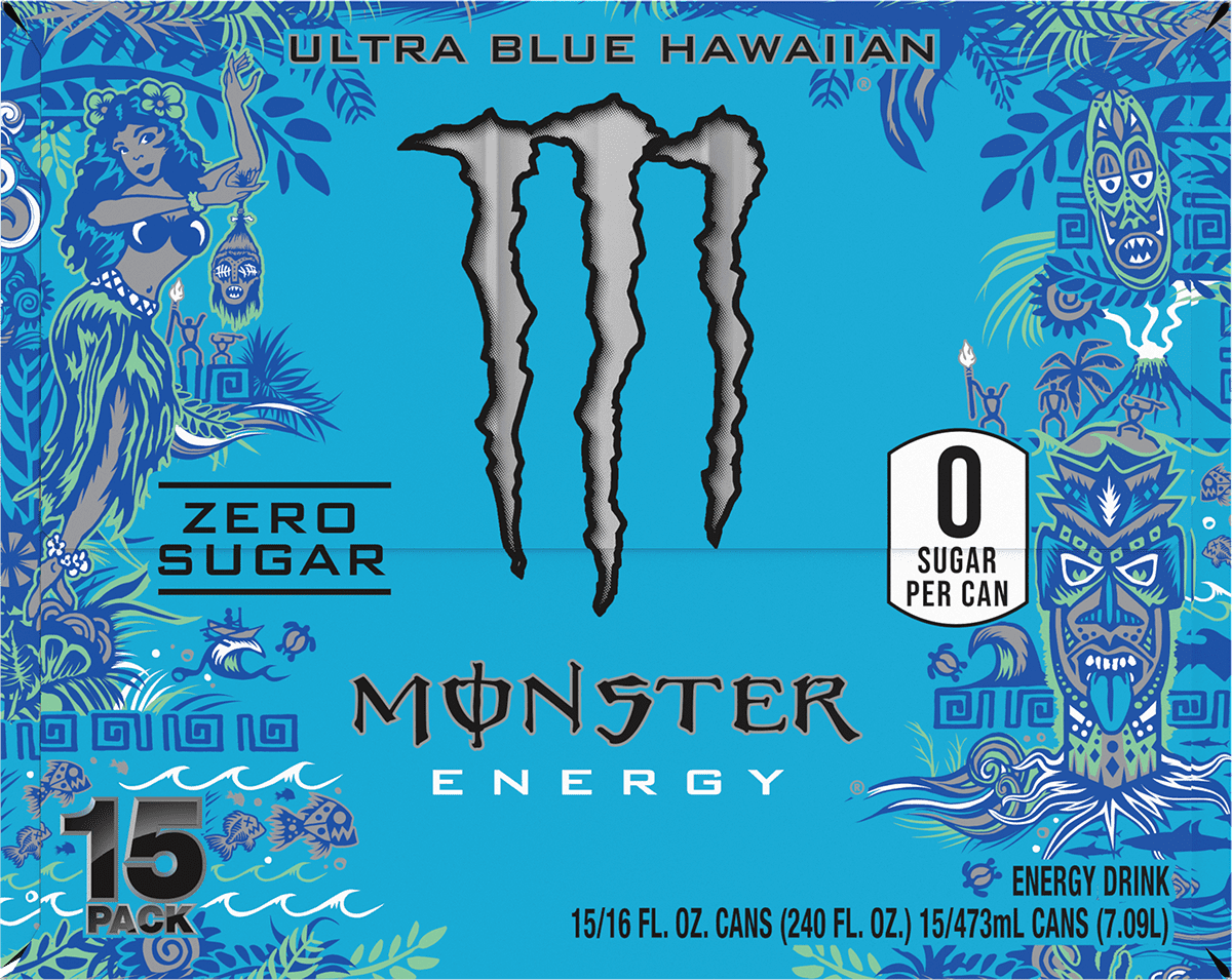 Monster Energy Ultra Blue Hawaiian 15 Pack - 16 Fl Oz