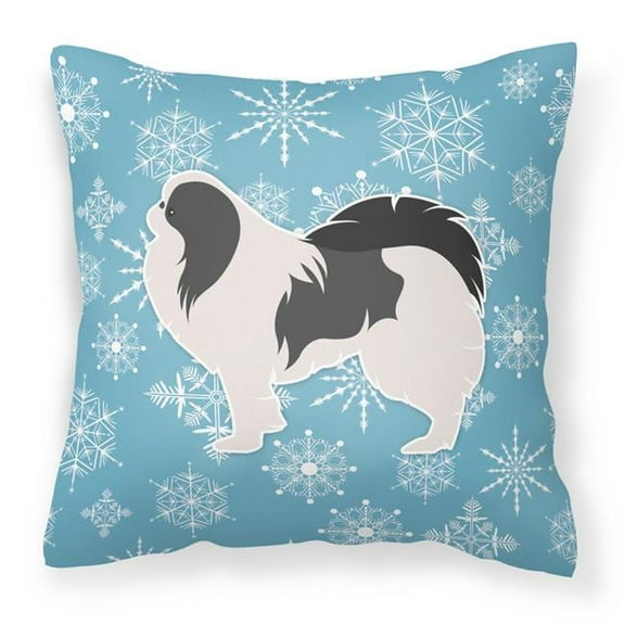 Winter Snowflake Dog Profile Art Fabric Decorative Pillow
