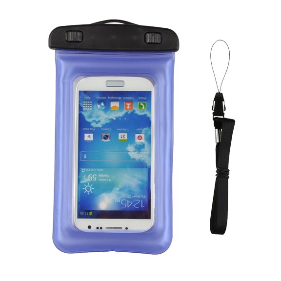 Waterproof Case Smartphone Dry Pouch (Blue) w/ Neck Lanyard - Compatible w/ iPhone XR/XS/XS Max/X/8+ Galaxy S10+/S9+ Note 9/8 Pixel 3 XL Phones up to 6.5” Great for Swim Pool Beach Bath Travel