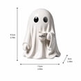 thumbnail image 2 of Cute Ghost Decoration with Coffee Cup, 1 Piece, White Ceramic, for Halloween Desk and Home Display, Halloween Ghost Decor, 2 of 3