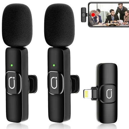 JYX Dual Wireless Lavalier Microphone for iPhone Clip-on Mini Lapel Mics with Clip for Vlog, YouTube, Online Class
