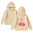 thumbnail image 2 of Oiyii Toddler Girl's Lovely Graphic Hooded Sweatshirt Long Sleeve Cherry Print Hoodie Sweatshirts Casual Pullover Top,Beige, 2 of 4