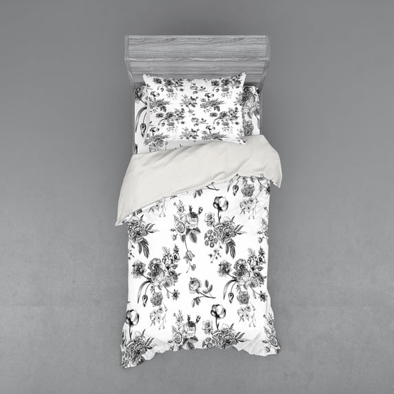 Ambesonne Vintage Bedding Set 3 Pcs, New Modern Art, Twin, White and Black