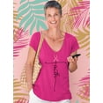 thumbnail image 3 of Breast Cancer Support Faith Cross Women's V-neck, L, Cyber Pink, 3 of 5
