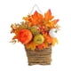 thumbnail image 4 of Cesta de Flores Artificiales con Calabazas Bayas Hojas de Arce Macarena Corona colgante de puerta delantera, 4 of 8