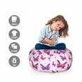 thumbnail image 2 of Butterfly Storage Toy Bag Chair, Various Flying Butterflies Colors Hippie Style Print Design, Stuffed Animal Organizer Washable Bag, Small Size, Pink Purple, by Ambesonne, 2 of 3