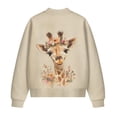 thumbnail image 5 of COEQINE Women's Short Bomber Jacket Zip Up Loose Fit Short Jackets Loose Fit Stand Collar Cropped Coats 2025 Fall Fashion Varsity Shacket Y2k Tops, 3X-Large, Giraffe Floral Beige, 5 of 7