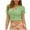 Green, variant on Timegard Crop Tops for Women V Neck Button down Ruffle Short Sleeve Cute Summer Travel Casual Tee Shirts