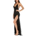 thumbnail image 4 of Ohufall Maxi Dress Wedding Guest Dresses for Women, Sleeveless Sequin Sexy V-Neck High Slit Party Ball Gown Full Dress, Cocktail Dress for Women, 4 of 6