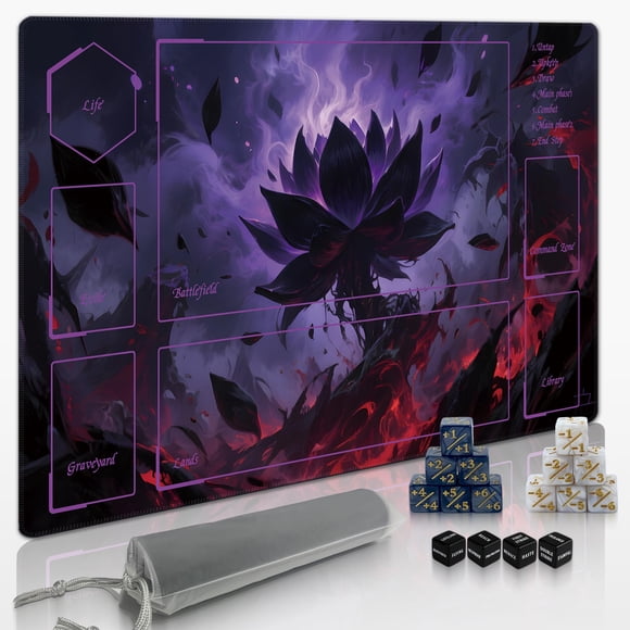 Extalas Tapete de Juego MTG Loto de Llama Oscura 61x36 cm Impermeable