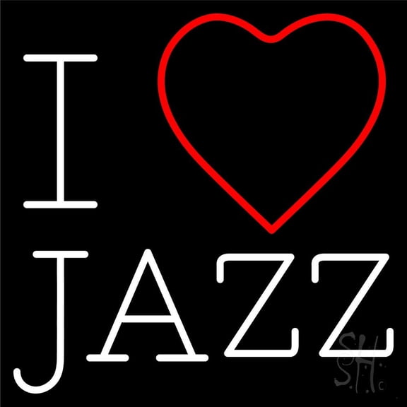 I Love Jazz LED Neon Sign 24" Tall x 24" Wide - inches Black Square Cut Acrylic Backing, with Dimmer - Premium built indoor Sign for Studio, Club, Home décor, Event, Workshop, Storefront.