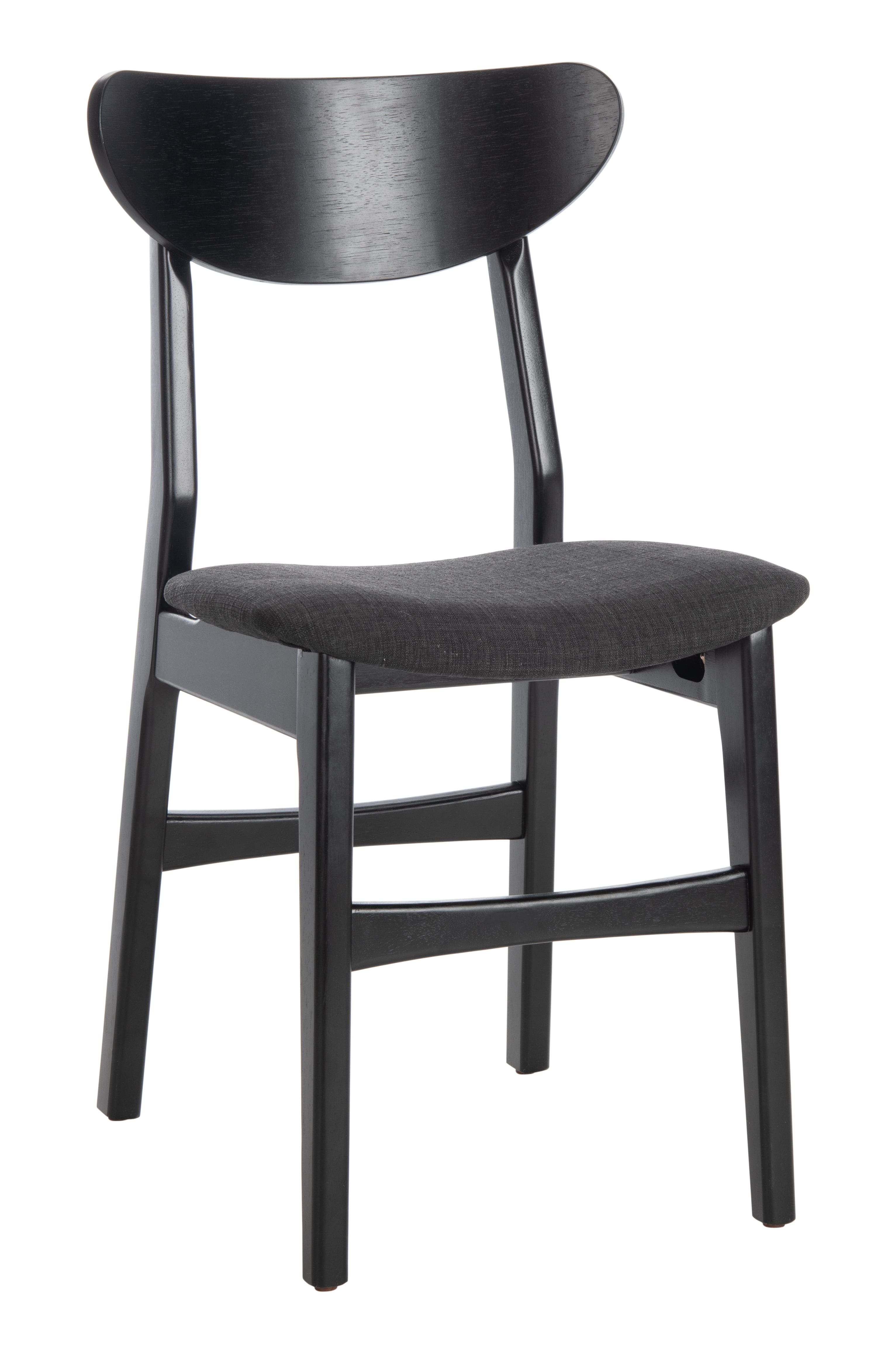 SAFAVIEH Lucca Retro Farmhouse Dining Chair, Black/Cushion, Set of 2