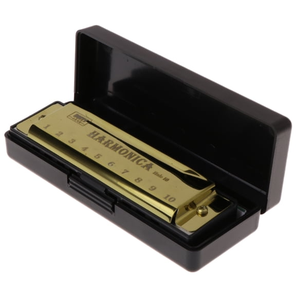 ZUARFY 10 Holes Key of C Blues Harmonica Musical Instrument Educational Toy with Case