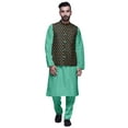 thumbnail image 1 of Atasi Solid Kurta Pajama & Printed Nehru Jacket Set For Mens Party Wear, 1 of 3
