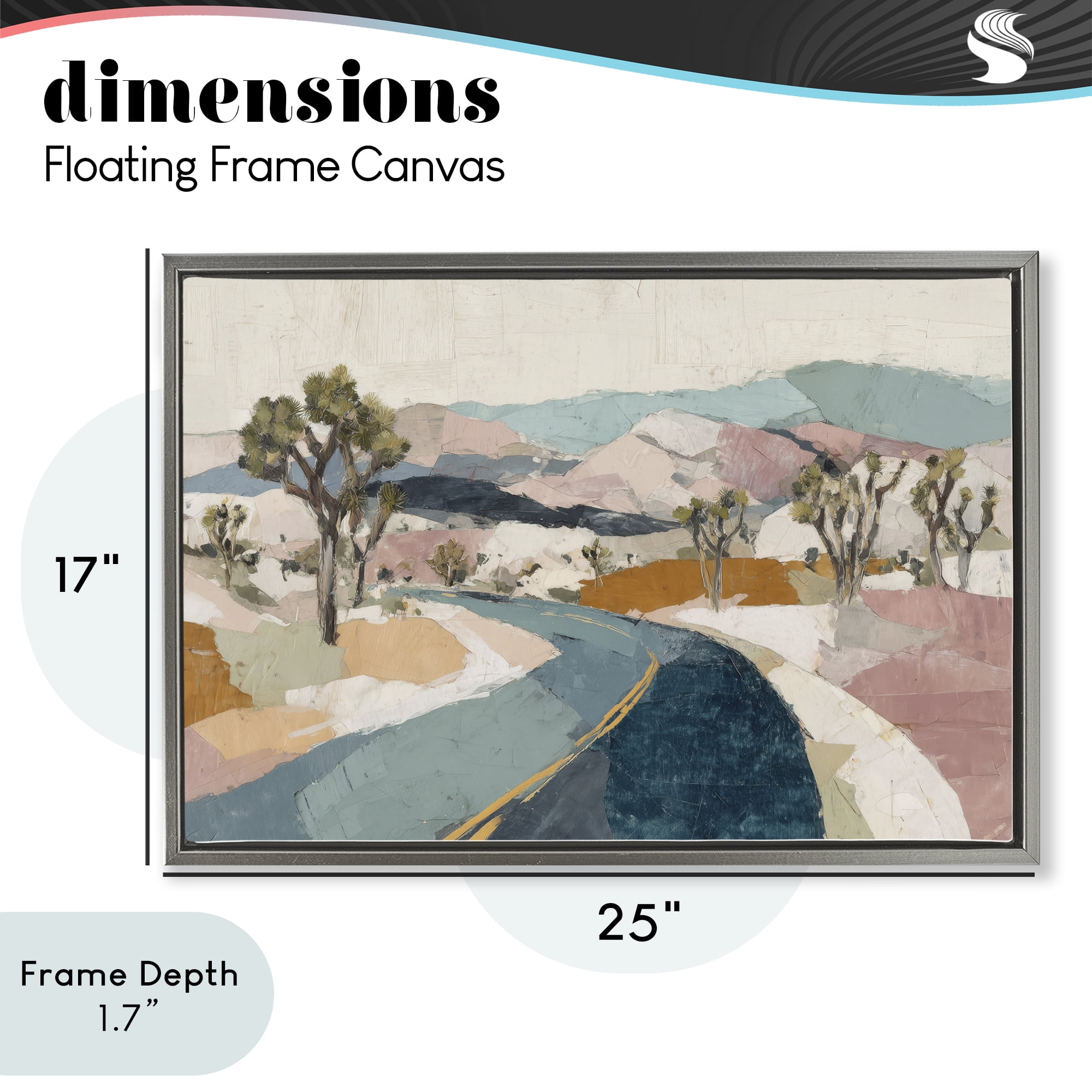 Stupell Industries Desert Highway Through Joshua Trees Gray Framed Floater Canvas Wall Art, design by Chromatic Storm Studio