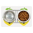 thumbnail image 1 of Sunglasses Pet Mat for Food and Water, Funky Boy and a Girl Lemon Silhouettes Smiling on a Plain Background, Non-Slip Rubber Mat for Dogs and Cats, 18" X 12", by Ambesonne, 1 of 2