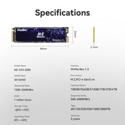 KingSpec NE 1TB M.2 NVMe Gen3x4 SSD 2280 - Up to 2400MB/s, 3D NAND Flash Internal Solid State Drive Compatible with Desktop and Laptop