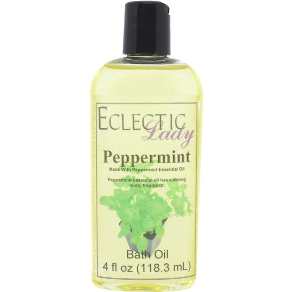 Peppermint Bath Oil - Scented Body Oil - Relaxing & Moisturizing Bathing Oil - Fragrance Body Oil For Dry & Rough Sensitive Skin - 4 oz