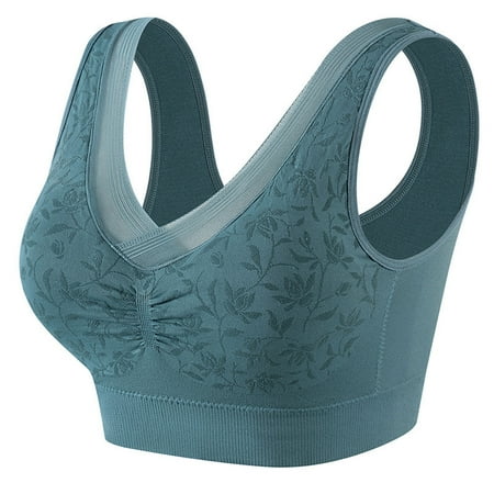 

XIAOFFENN Womens Sports Bra Wirefree Seamless Padded Yoga Bra for Workout Gym Activewear with Removable Pads Army Green XXXXL Clearance