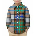 thumbnail image 2 of YUNAFFT Boys & Girls School Shirt Casual Checkered Pocket Long Sleeve Stylish Cute, 2 of 9