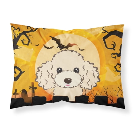 Carolines Treasures BB1816PILLOWCASE Halloween Buff Poodle Fabric Standard Pillowcase Standard multicolor