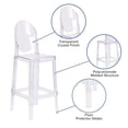 thumbnail image 3 of Bowery Hill 46.5"H Contemporary Plastic Oval Back Bar Stool in Crystal Clear, 3 of 8