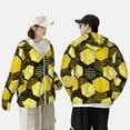 thumbnail image 6 of Kll Geometric Pattern With Bee Print Men'S Women’s Upf 50+ Sun Protection Outdoor Hoodie Jacket Long Sleeve Fishing Hiking Performance Shirt- 3x-Large, 6 of 8