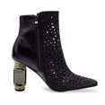 thumbnail image 2 of XYD Women Square Toe Rhinestone Ankle Boots Inner Side Zipper Crystal Chunky High Heels Fashion Dress Evening Booties Size 7 Black, 2 of 4