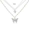thumbnail image 6 of Jiaroswwei Women Necklace Double Layers Butterfly Shape Rhinestone Portable Lady Pendant for Gift, 6 of 8