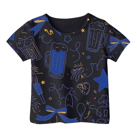 Hiijoy Toddler Girls T-Shirt Short Sleeve Round Neck T Shirt Kids Casual Summer Tshirt