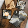 thumbnail image 5 of Black White and Gold Marble Kitchen Oven Mitt and Pot Holder Sets 4 Pcs for Baking, Cooking and Grilling, Heat Resistant Up To 392 °F, 5 of 7