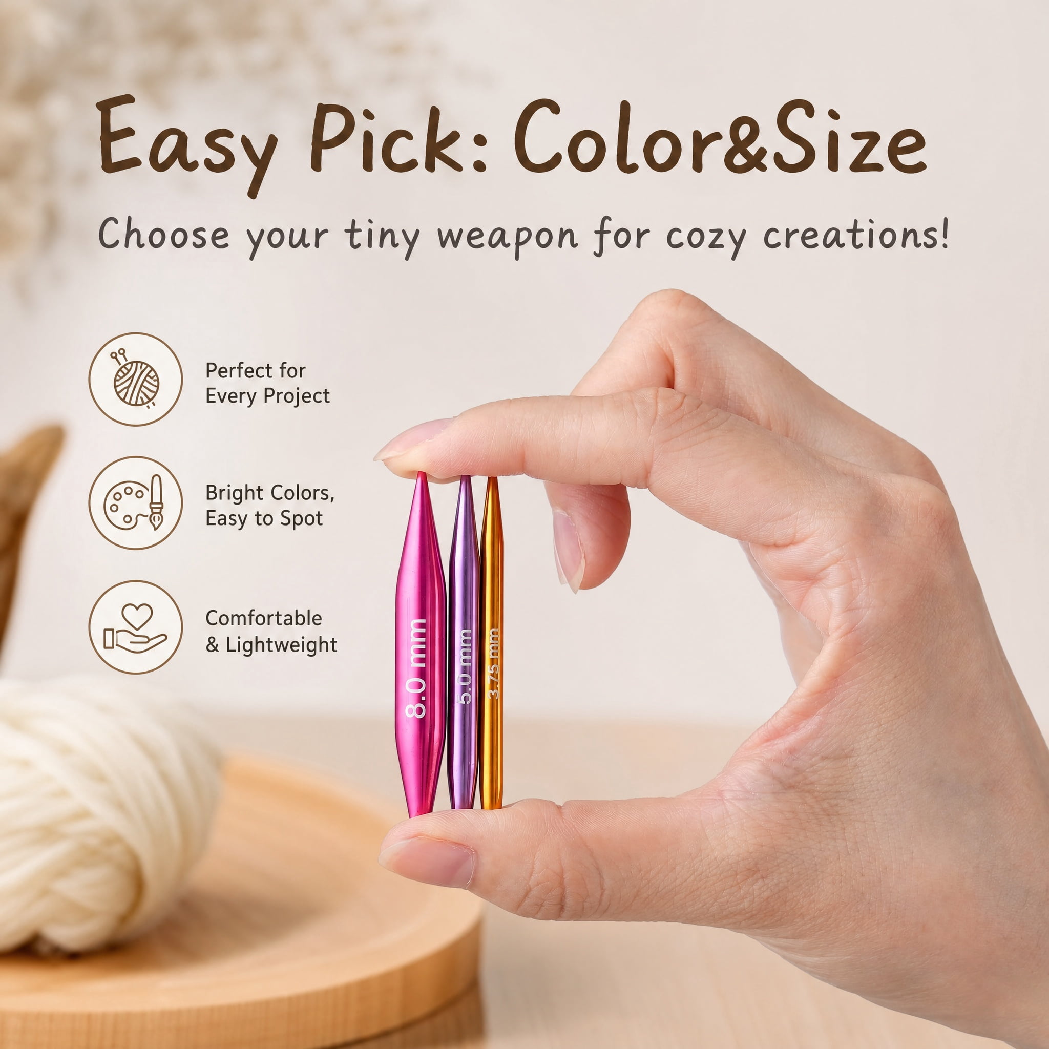 Short Interchangeable Knitting Needles Set, 2-Inch Circular Needles Kit with 12 Sizes and and Flexible Cables for Socks, Hats and Sweaters