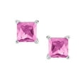 thumbnail image 2 of Bling Jewelry Womens 2CT Princess Cut CZ Stud Earrings in Sterling Silver 7MM, 2 of 6