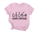 thumbnail image 1 of Navidad Mujeres Tops, Cuello Redondo Manga Corta Impresa Camiseta, Vintage Holiday Humor Tee Top, 1 of 4