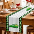 thumbnail image 5 of St. Patrick's Day Table Runner - 90 Inch Long Spring Lucky Grass Truck Gray Wood Plaid Cotton and Linen Blended Dress Scarves Farmhouse Table Runner for Kitchen Dining, Coffee Table, 13" x 90", 5 of 8