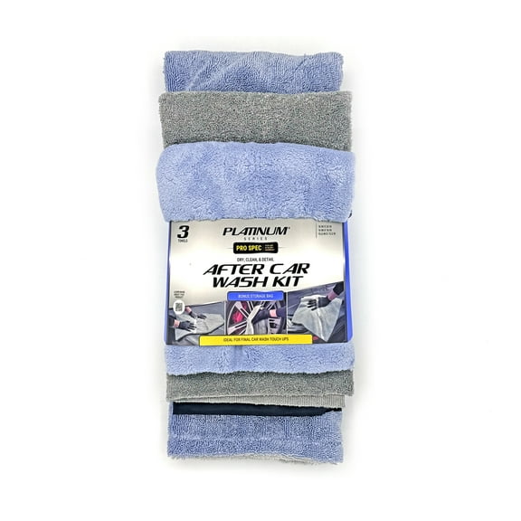 Platinum Series Pro Spec Car Cleaners Wash, Dry, & Detail Towel,  3 Pack, Includes Storage Bag