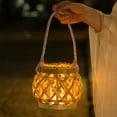 thumbnail image 6 of Vintage Lights Bamboos Lantern Light Outdoor Table Lantern Candle Light With Warm Yellow Garden Led Tabletop Lamp Decorative For Garden Yard Hanging Placed Decorative Lights Night Lights, 6 of 7