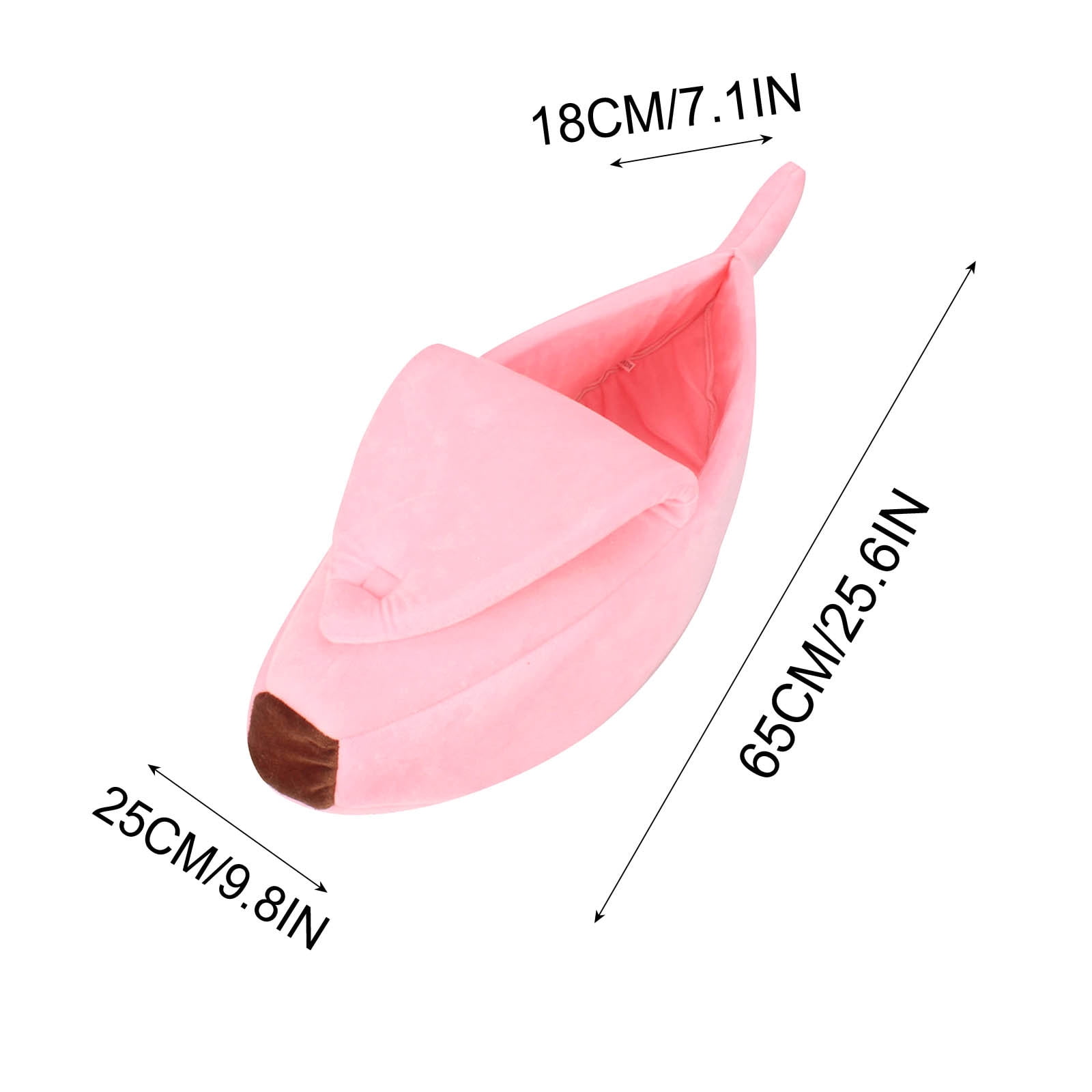 PureCasa Banana Shaped Soft Dog Cat Bed for Fall Winter, Short Plush Enclose Fluffy Pet Bed Kennel Cushion, Sleeping Pad for Small Cats Dogs, Modern Decor, Oval, 1 Pack, L 25.6"x10"x7", Pink