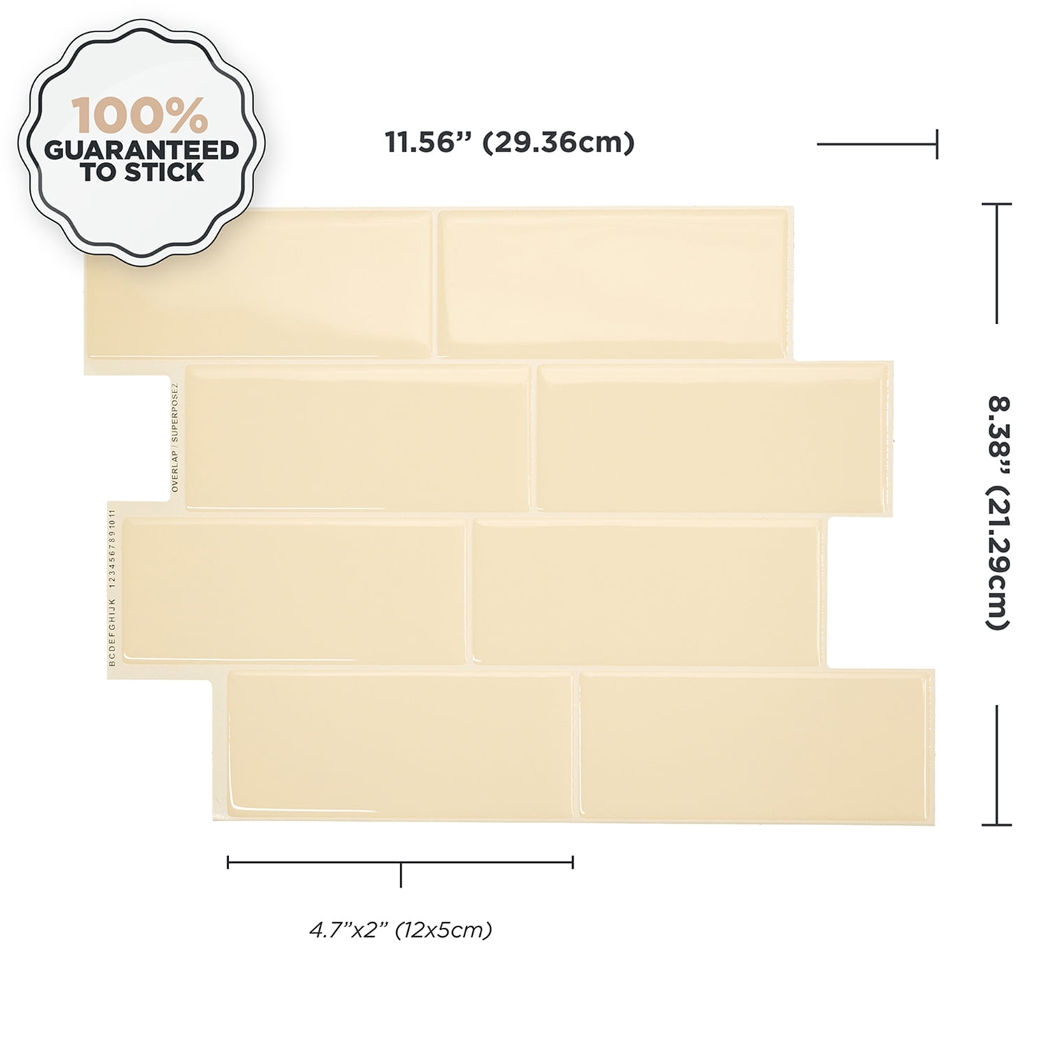 Smart Tiles - 3D Adhesive Peel and Stick Backsplash Tile, Beige - 4-Pack 11.56" x 8.38"
