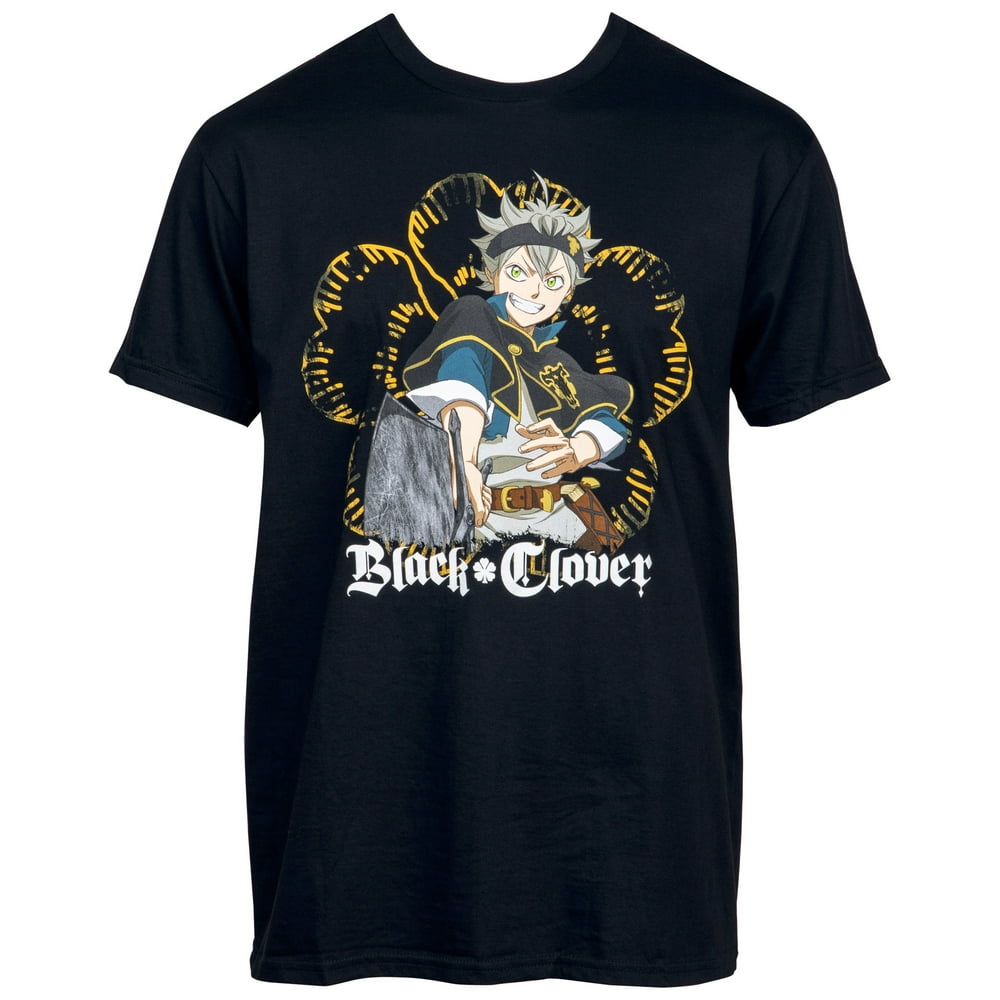 Black Clover Asta with Demon Dweller Sword Five Leaf Clover T-Shirt ...