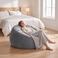 thumbnail image 4 of LOGYAT 3.5ft Bean Bag Chair, Memory Foam Filling, Washable Suede Cover, Reinforced Zipper, for Kids, Teens, Adults, Light Gray, 4 of 7