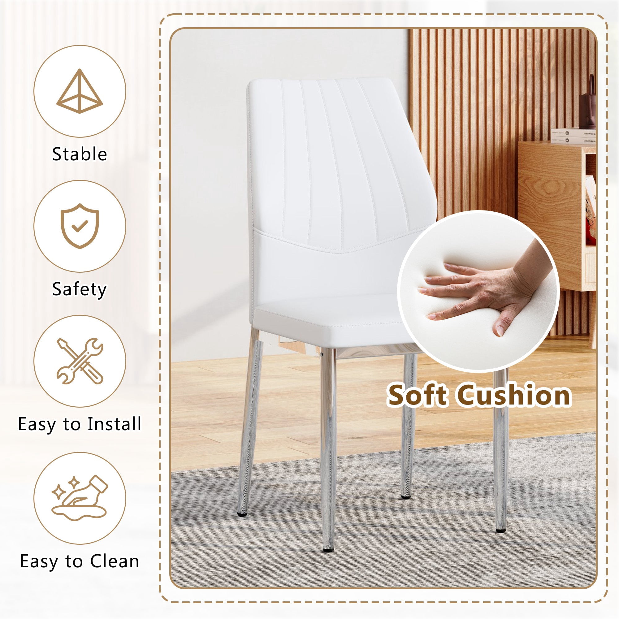 Sailvan Dining Chairs - 37 Inch Ergonomic PU Backrest