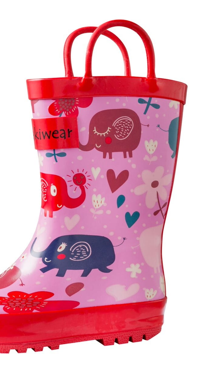 Oakiwear - Oakiwear Kids Rain Boots For Boys Girls Toddlers Children - Pink Elephants