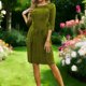 thumbnail image 1 of TaTaai Women's Spring Summer Velvet Dress Round Neck Solid Color with Zipper Fitted A Line Knee Length Stretchy Soft Casual Pullover Gift, 1 of 6