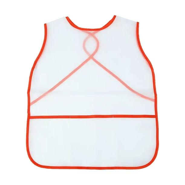 Delantal de Pintura para Niños CUTICAT Impermeable 3 Bolsillos Rojo