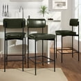 thumbnail image 4 of Best Choice Products Set of 3, Armless Counter Height Bar Stools, Modern PU Faux Leather Stools - Moss Green, 4 of 10