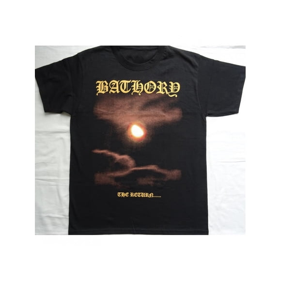 T Shirt BATHORY The Return Graphic Short Sleeve Unisex Casual with Moon and Clouds Design
